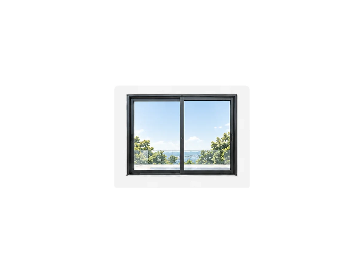 Two panel aluminium sliding door configuration