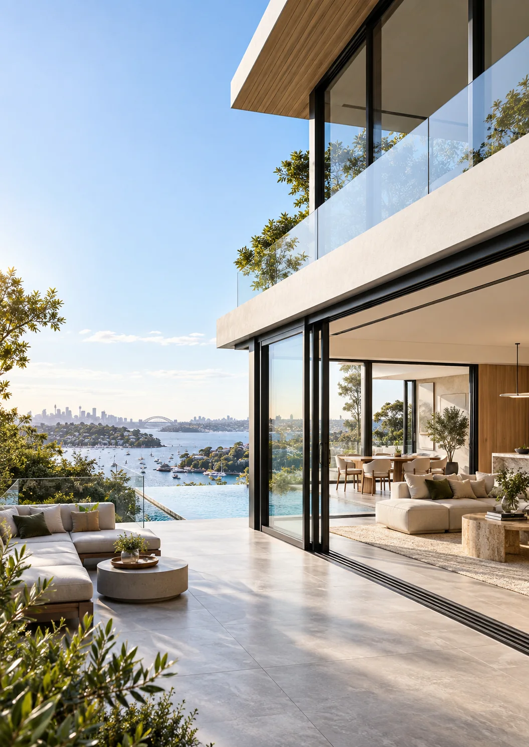 Modern Australian home with large aluminium sliding doors